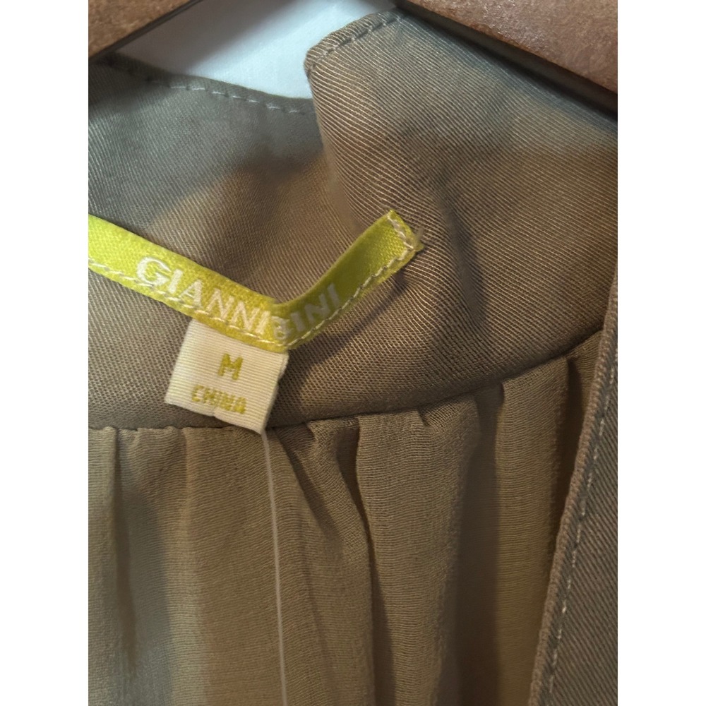 Giannibini Women's Beige Sheer Blouse Long Sleeve Cross Front Tencel Top M - Picture 3 of 10